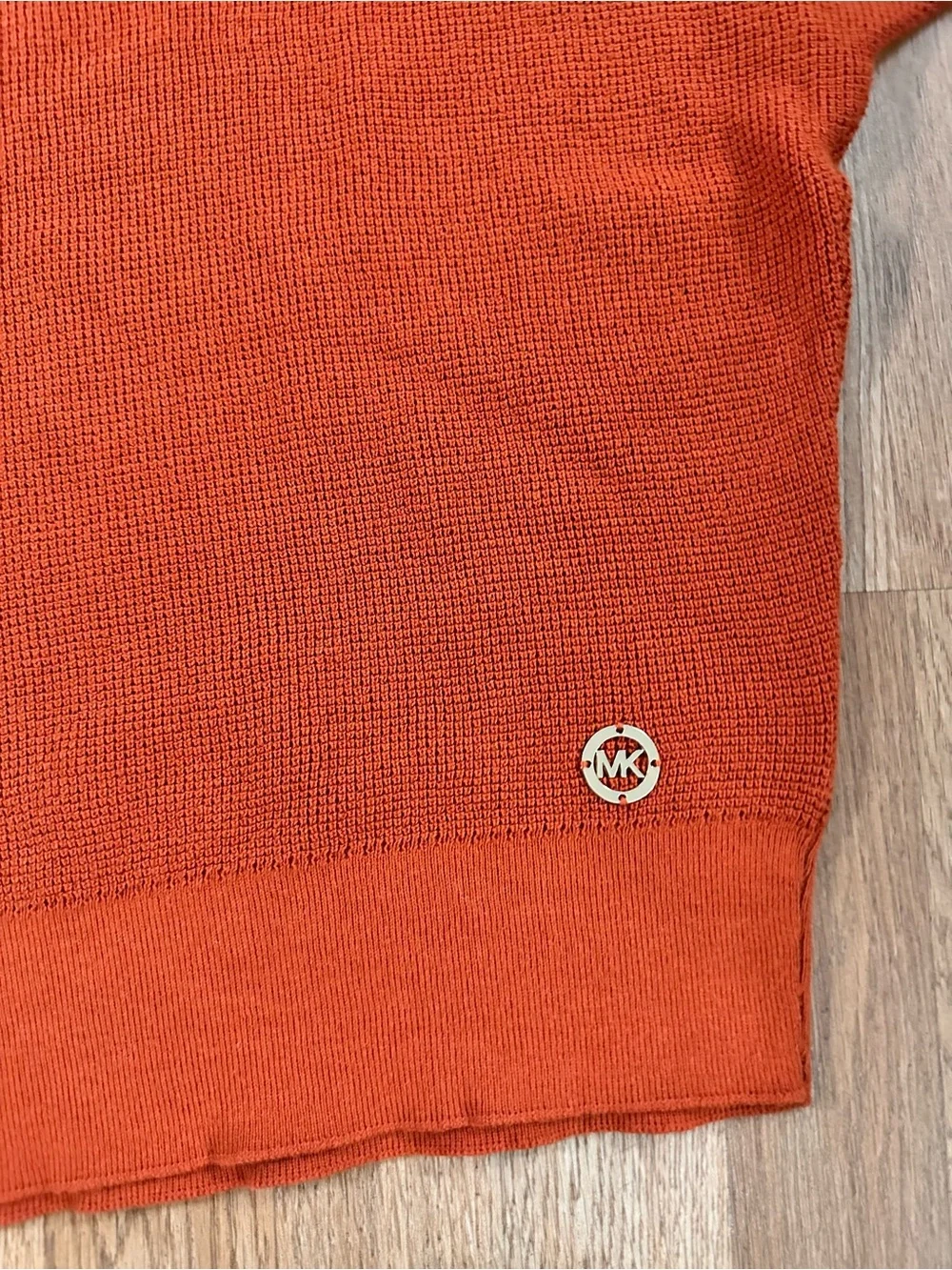 Michael Kors Short-Sleeve Knit Top in Rust Orange